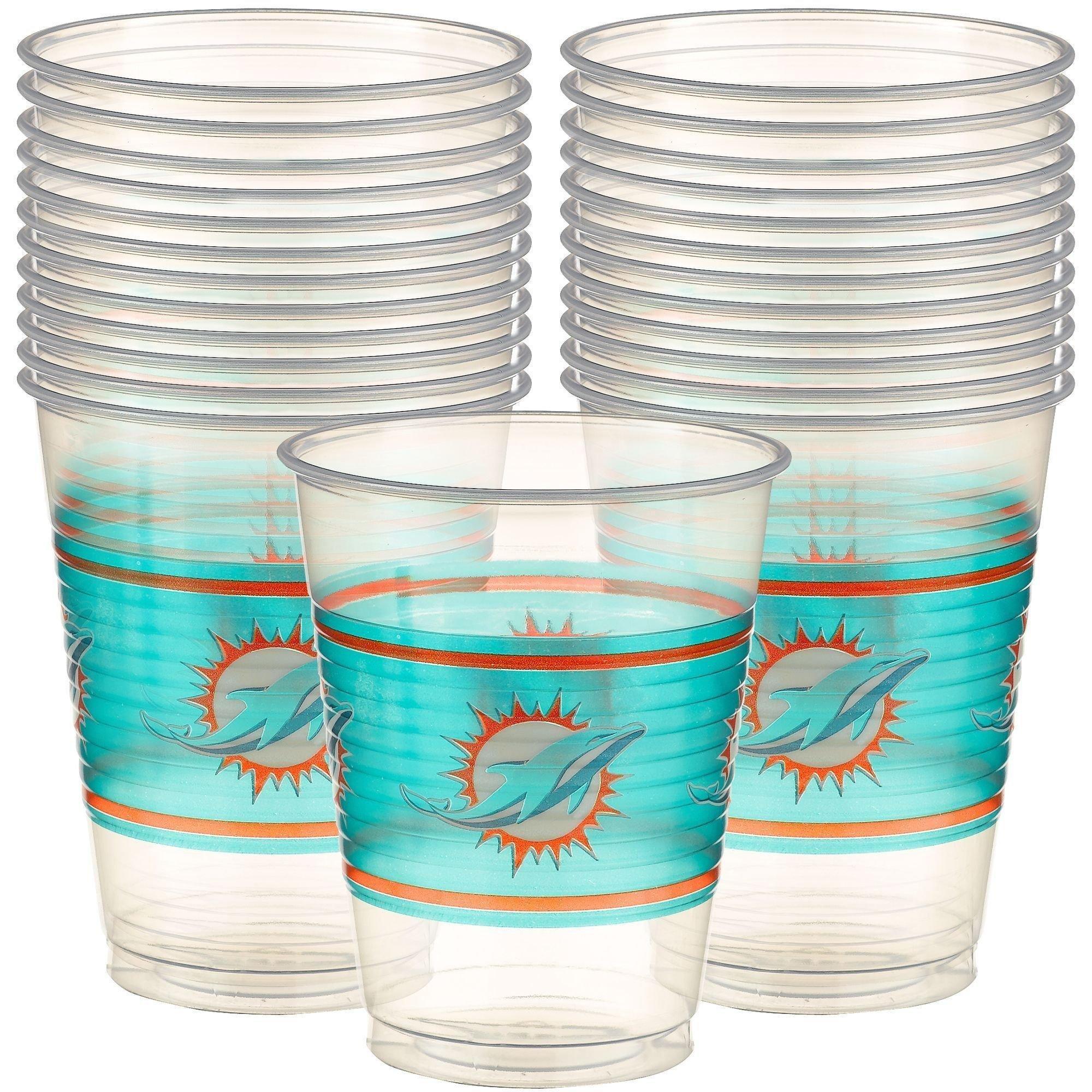 Miami Dolphins Party Supplies Pack for 18 Guests - Kit Includes Plates, Napkins, Table Cover, Cups, Cutlery, Serving Bowl, Banner Decoration & Centerpiece